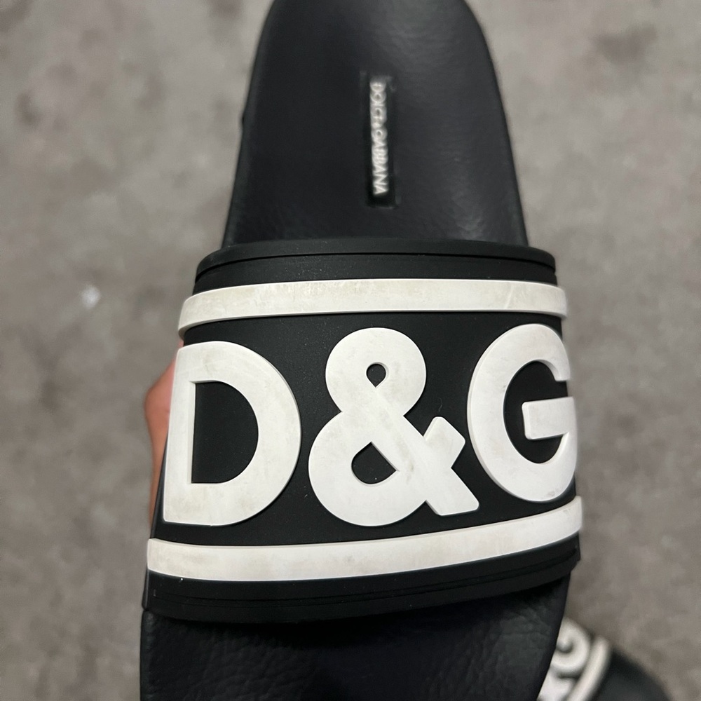 D&G Black & White Logo Slide Sandals - Picture 11 of 14